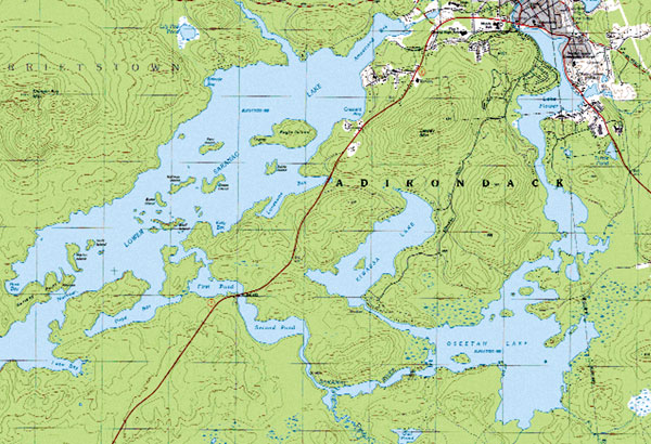 Saranac Lake Chain of Lakes Topographic Map